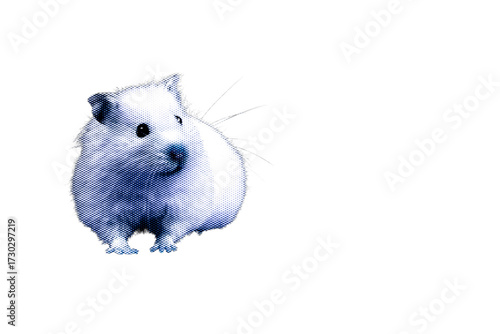 A funny, furry rat on a white background, a cute, small rodent isolated.