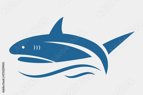 Simple Shark and marine life vector illustration. 