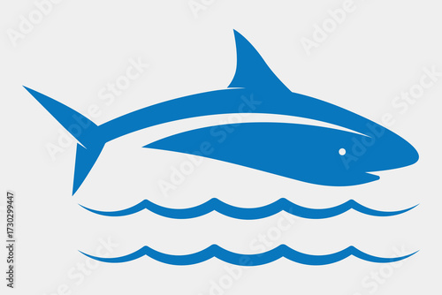 Minimalist shark vector design. related to sea, ocean, Marin, blue, fishing and more. vector illustration.