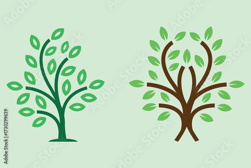 Minimalist natural plant vector design. Olive tree Vector illustration.