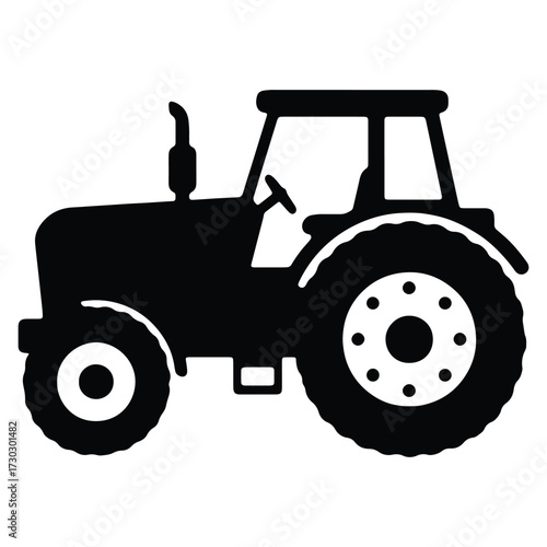 Simple black tractor icon on white background vector illustration graphic