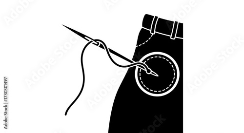 Skilled hands meticulously repair denim with needle and thread, symbolizing craftsmanship and restoration