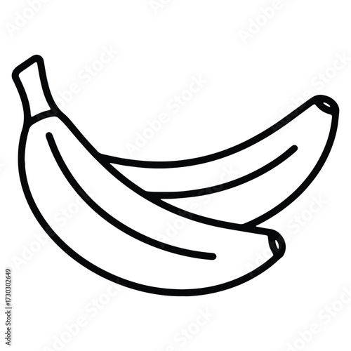Two bananas minimalist line art illustration on white background nutrition concept