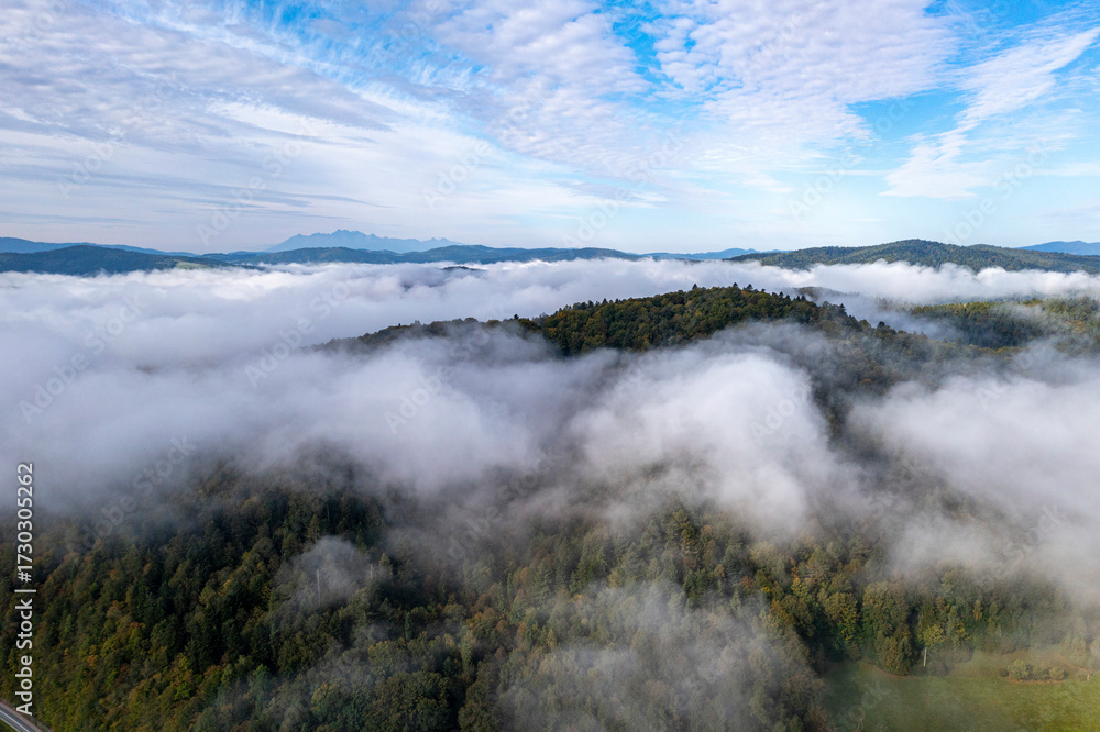 Obraz premium Beskid Sądecki, Małopolska, Poranne mgły 