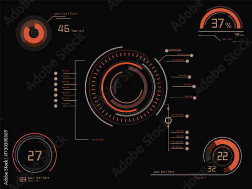 Futuristic orange infographics