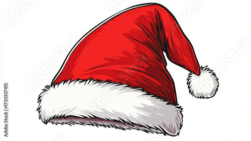 Red Santa Claus hat isolated on white background
