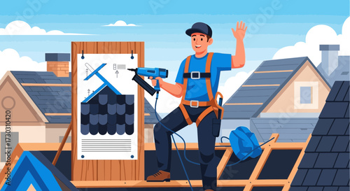 Craftsman on the Roof: Installing New Tiles with Precision and Safety Measures