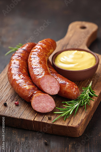 Grilled Sausages with Mustard and Rosemary