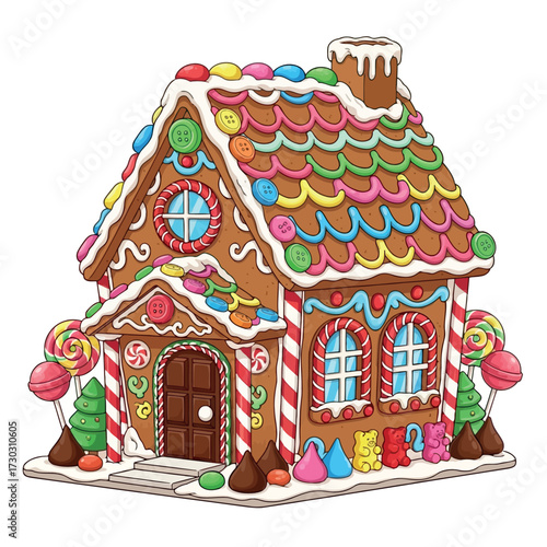 Gingerbread house decorated with candies
