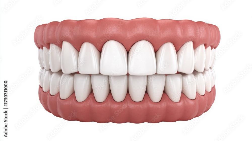 Obraz premium Realistic 3D Model of Human Teeth and Gums Showing Detailed Dental Practice Anatomy and Structures for Educational and Medical Use in Oral Health