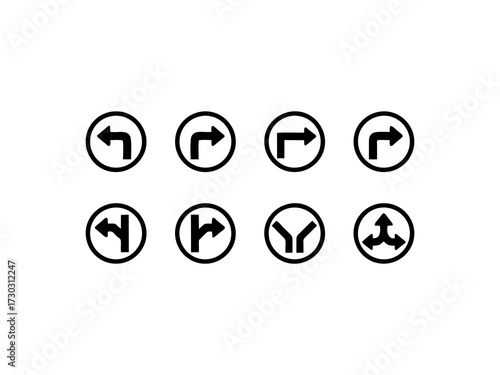vector silhouette of a traffic sign for a curve  with a white background 
