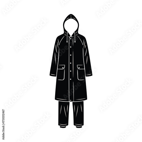 vector silhouette of a raincoat with a white background 