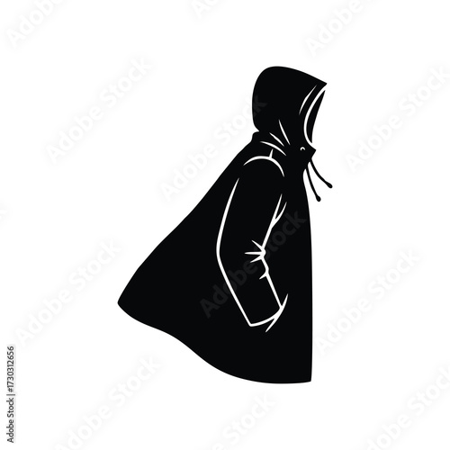 vector silhouette of a raincoat with a white background 