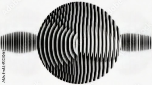 Black and White Sound Wave Pattern Illustration with Vertical Lines Creating Optical Illusion Effects