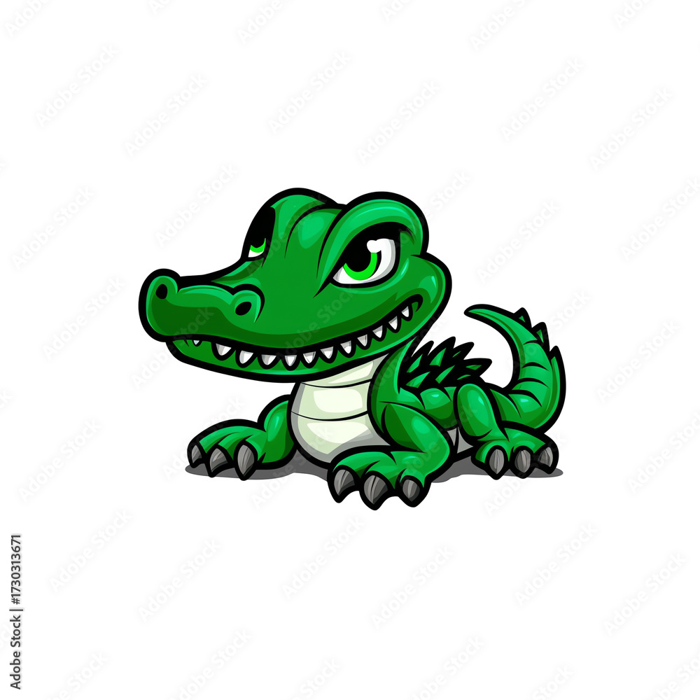 Obraz premium Playful Baby Alligator Cartoon Character