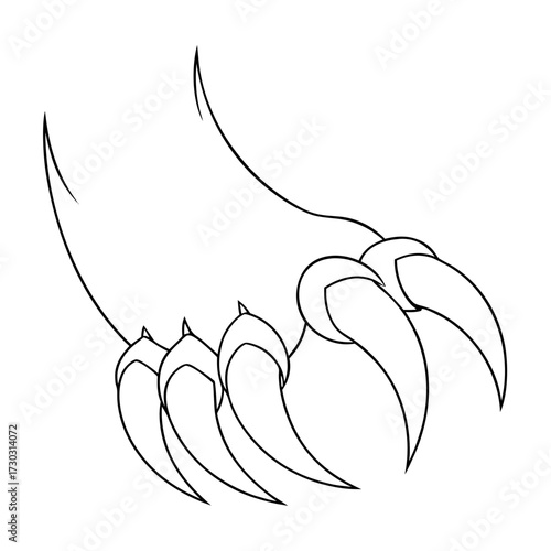 Animal claw illustration in black outline style  