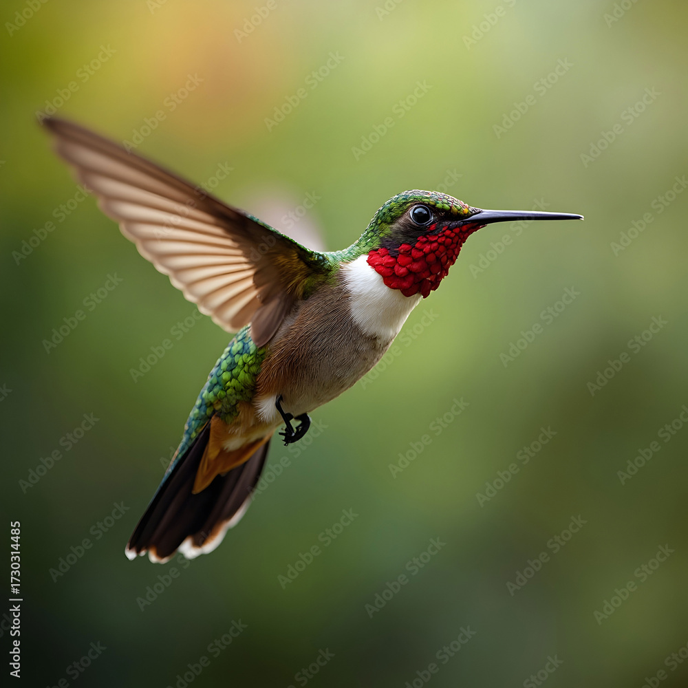 Fototapeta premium Close up of majestic hummingbird flying scene generative aid