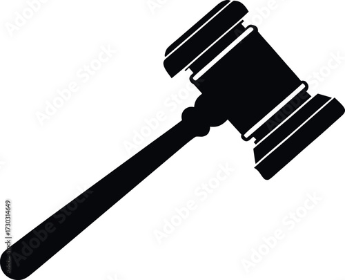 Auction gavel silhouette icon, Auction hammer vector, Auctioneer gavel illustration design
