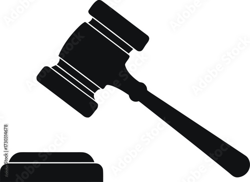 Law gavel silhouette vector, Judge hammer icon, Legal gavel illustration graphic