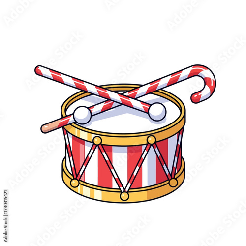 Festive christmas drum with candy canes