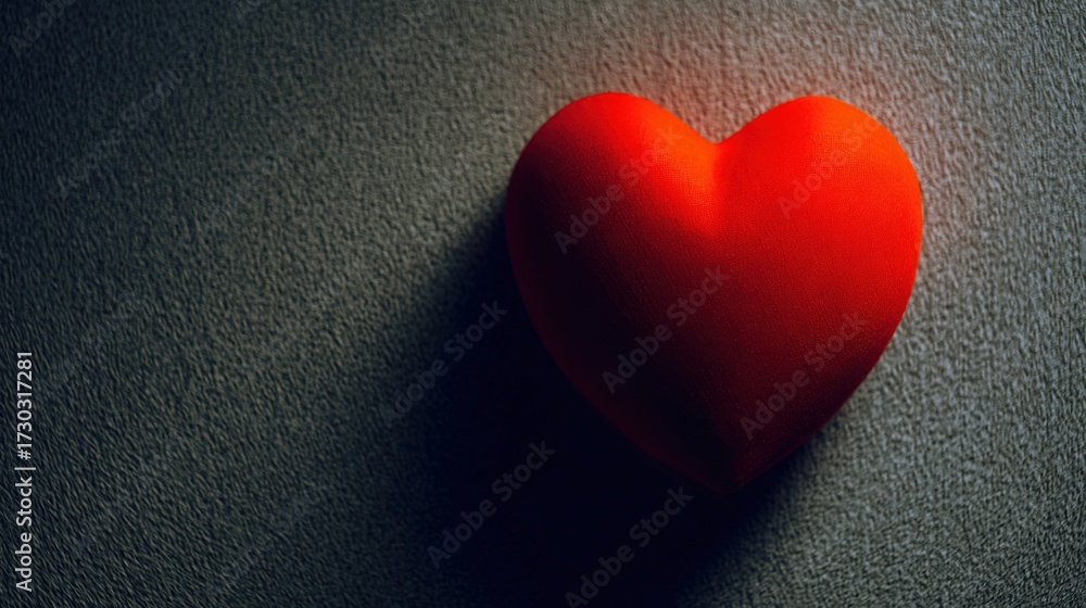 Obraz premium affection. A glowing red heart shape floats against a dark textured background with warm edges and soft lighting. wellbeing guides.