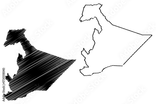 Somali Region (Federal Democratic Republic of Ethiopia, Horn of Africa, Regions and chartered cities of Ethiopia) map vector illustration, scribble sketch Somali Regional State map