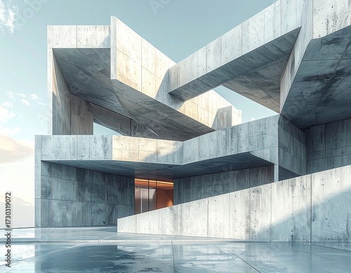 Abstract Concrete Structure Architectural Design Model