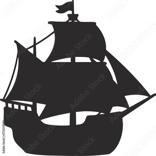 Cartoon pirate ship sailing adventure illustration
