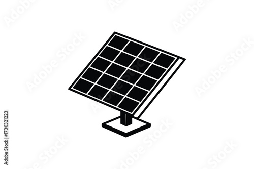 A simple depiction of a solar panel angled for maximum sunlight silhouette