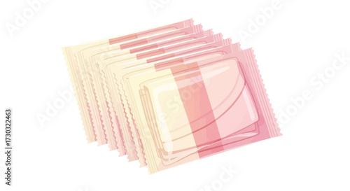 A pile of individually wrapped candy or sweets packs, isolated on white