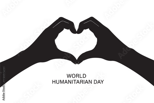 World humanitarian day silhouette of hands forming a heart shape isolated on Transparent background world kindness day design