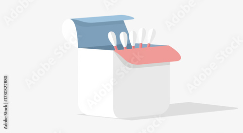Cotton swab box in minimalist style for hygiene and health vector