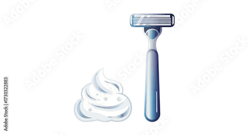 Conceptual illustration of a razor and shaving cream symbolizing grooming