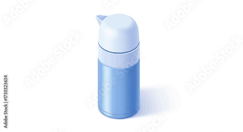 Isometric illustration of a modern light blue thermos bottle concept