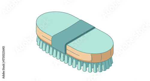 Isometric illustration of a vintage clothes brush in soft pastel tones