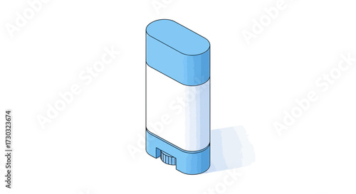 Isometric illustration of antiperspirant deodorant stick with light blue accents