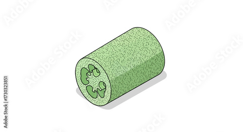 Isometric vector illustration of a loofah sponge on a white background