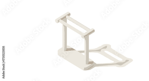 Isometric view of a beige clothes rack, isolated on a white background