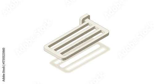 Isometric View of a Beige Slat Structure with Subtle Shadow Overlay