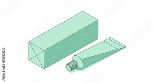 Minimalist pastel green ointment tube with box for medical illustration