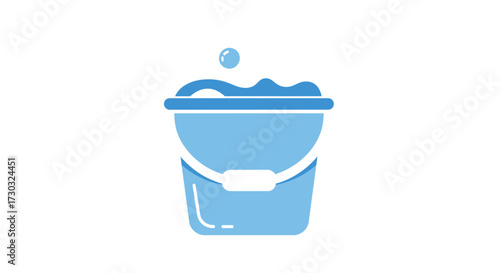 Modern flat illustration of cleaning bucket with water and bubble concept