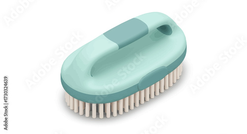 Pastel colored cleaning brush illustration for housework and home hygiene