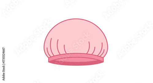 Pink Cartoon Style Shower Cap Illustration on White Background