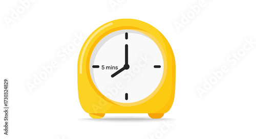 Retro style yellow alarm clock showing the time illustration vector