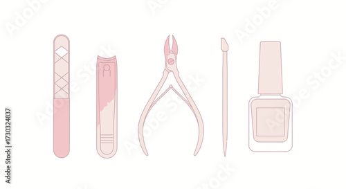 Soft pink manicure set, perfect for a pampering session at home