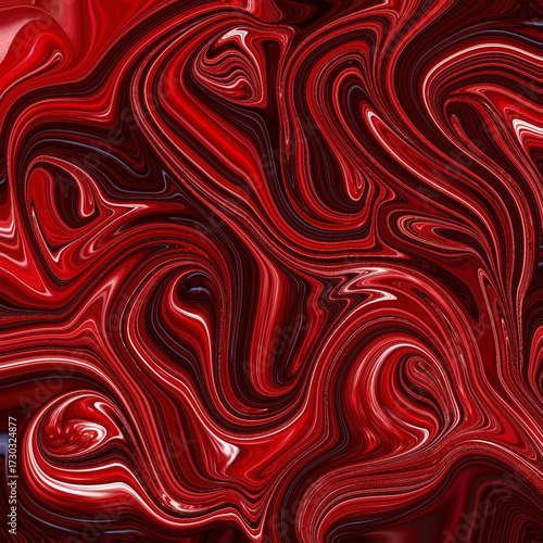 Bold red and black abstract swirl art with fluid textures, perfect for dramatic modern design, fashion accents, and digital creativity.