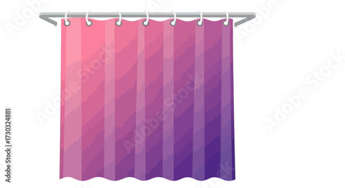Stylish bathroom interior furnishing with vibrant curtain shower design