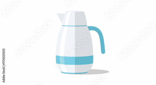 Stylish white and light blue thermos flask isolated on clear background