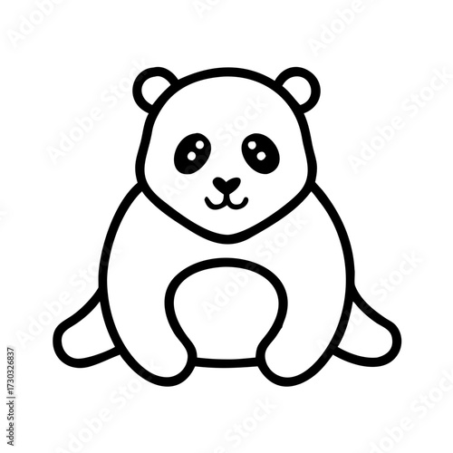 Cute cartoon panda character sitting in a simple outline style  