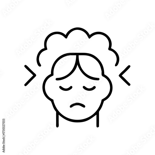Sad woman expressing stress with closed eyes and frowning face  